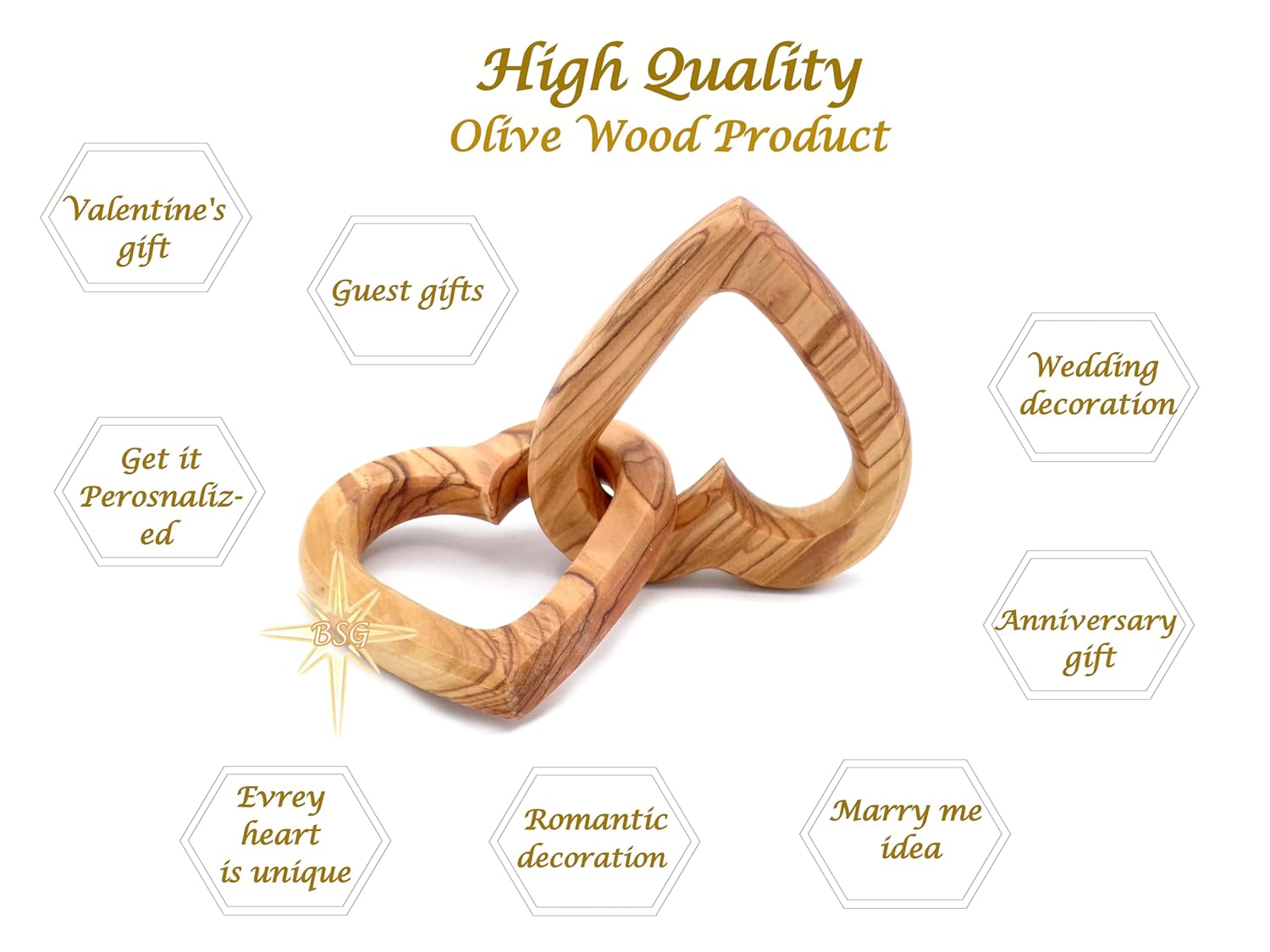 Customized Gifts, Olive Wood Hearts, Personalized Valentines Day Gift, Together Forever, Unique Cute for Engagement, 5th Anniversary, Wedding, wooden interlocking hearts for her, him, wife, husband - DigiVirt