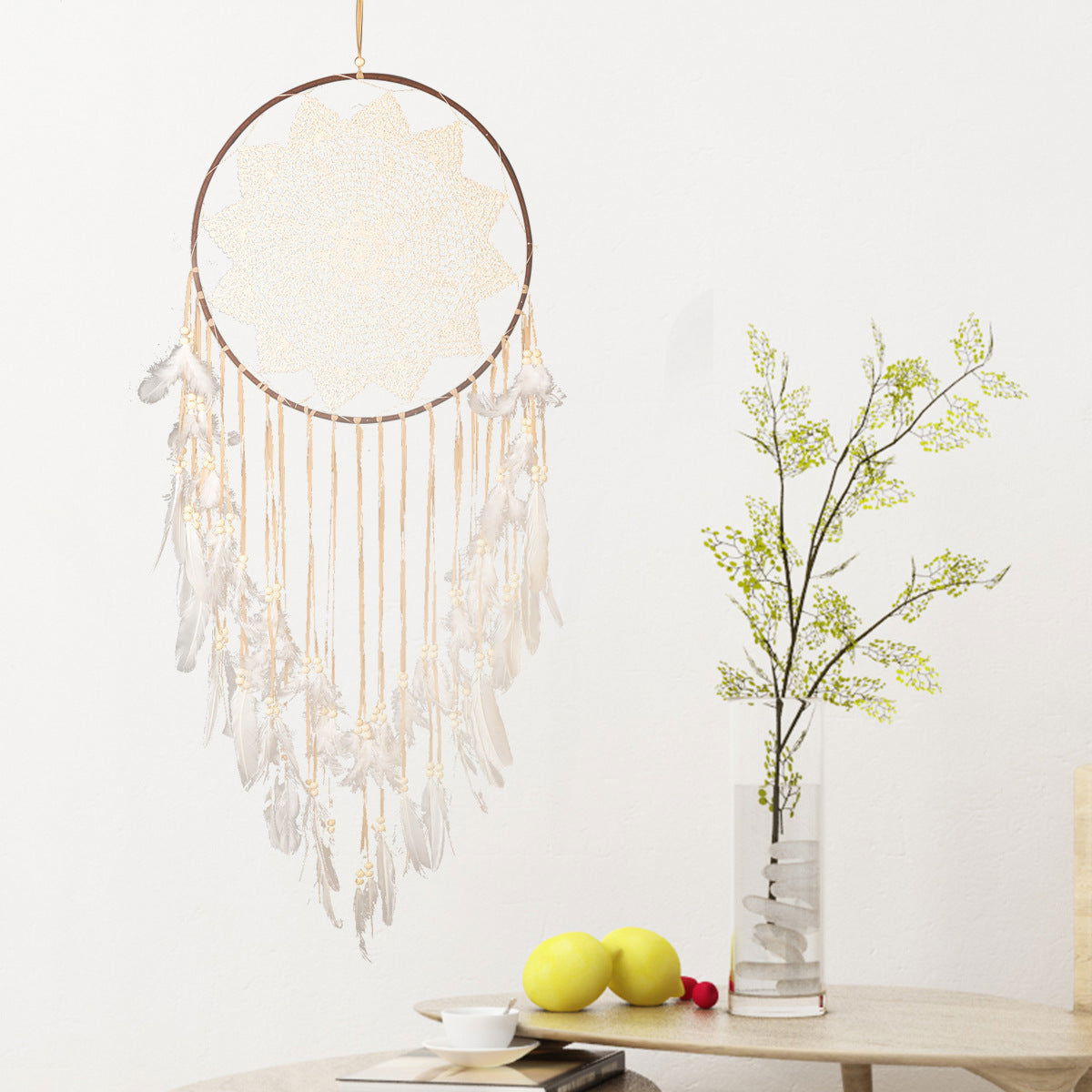 Dream Catcher Large Ornament Wedding Wedding Props Decoration Feather Pendant Make Up Dream Net Handmade Wall Hanging - DigiVirt