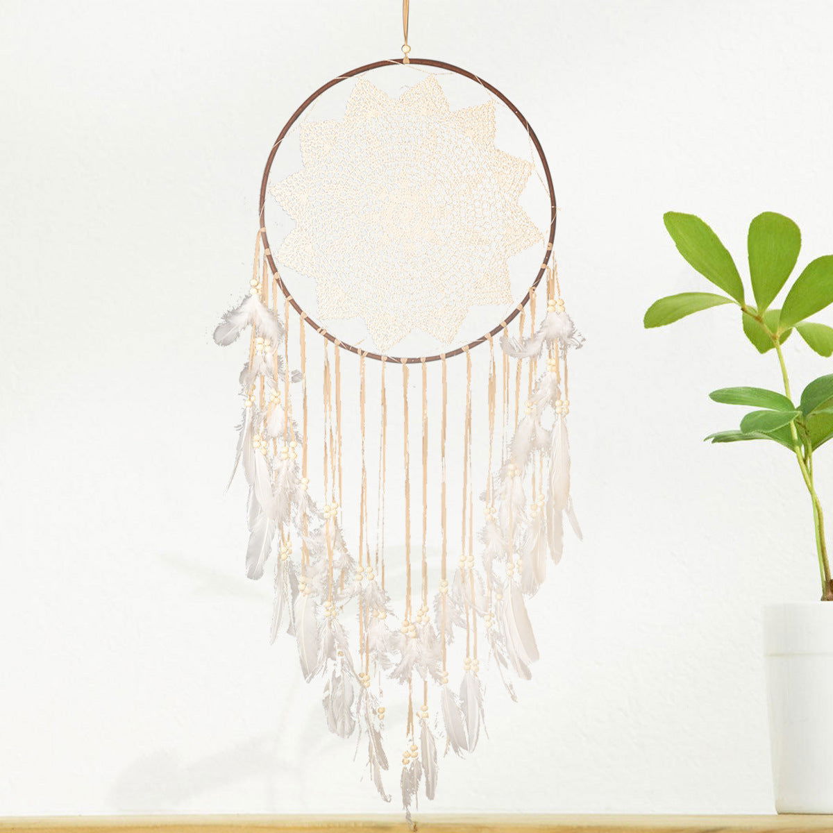 Dream Catcher Large Ornament Wedding Wedding Props Decoration Feather Pendant Make Up Dream Net Handmade Wall Hanging - DigiVirt
