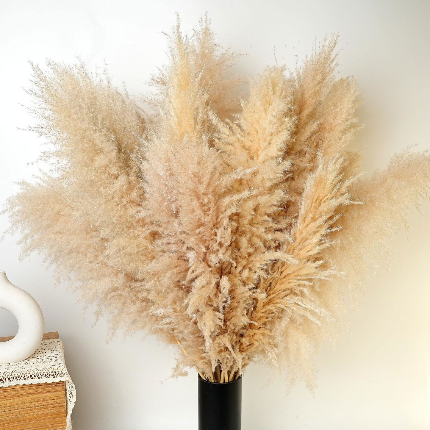 Dried Pampas Grass Decor, 100 PCS Pampas Grass Contains Bunny Tails Dried Flowers, Reed Grass Bouquet for Wedding Boho Flowers Home Table Decor, Rustic Farmhouse Party (White and Brown) - DigiVirt