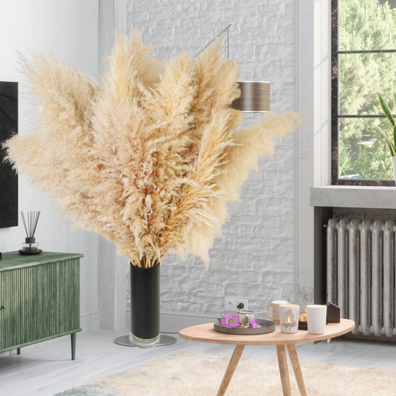 Dried Pampas Grass Decor, 100 PCS Pampas Grass Contains Bunny Tails Dried Flowers, Reed Grass Bouquet for Wedding Boho Flowers Home Table Decor, Rustic Farmhouse Party (White and Brown) - DigiVirt