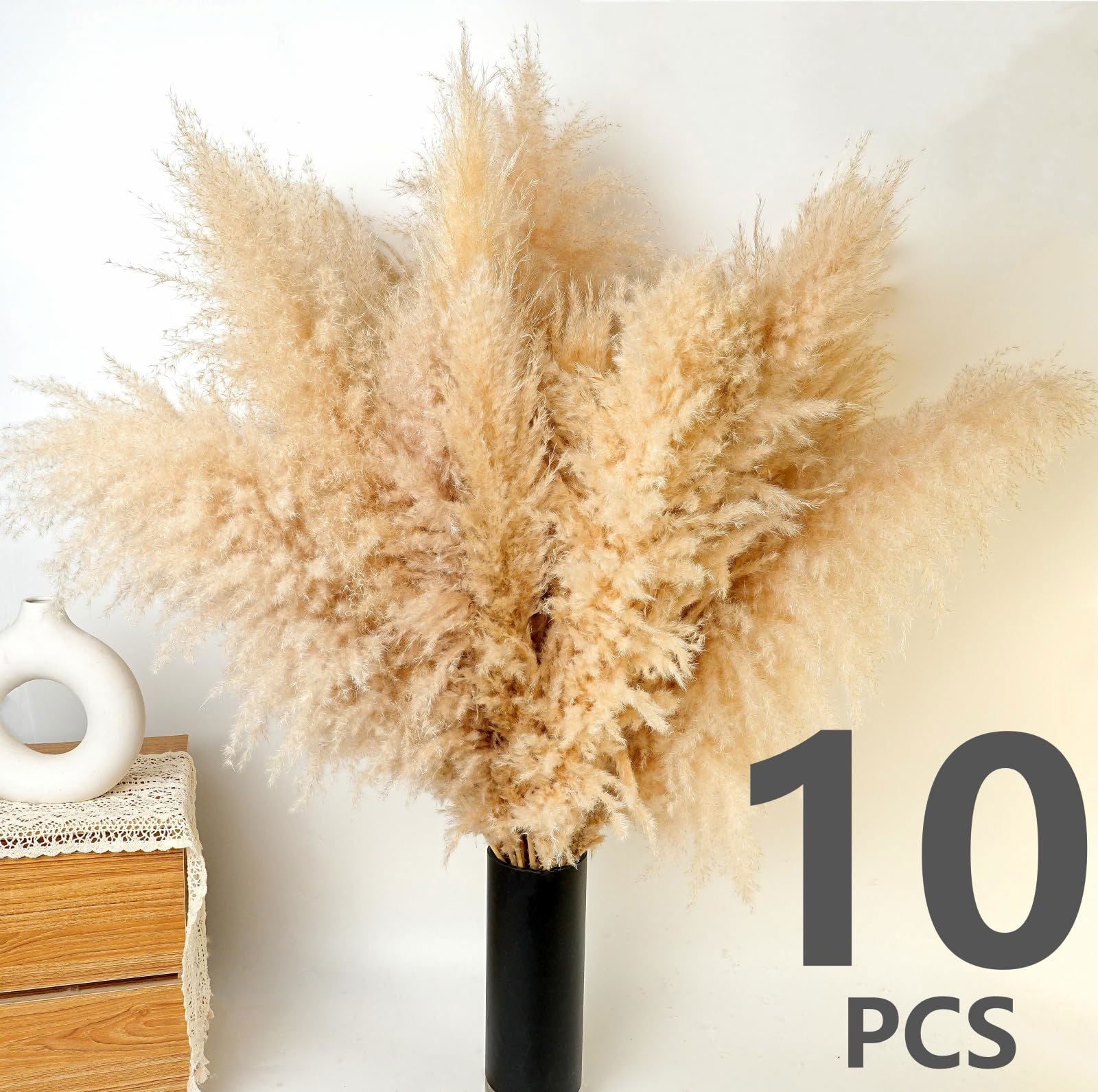 Dried Pampas Grass Decor, 100 PCS Pampas Grass Contains Bunny Tails Dried Flowers, Reed Grass Bouquet for Wedding Boho Flowers Home Table Decor, Rustic Farmhouse Party (White and Brown) - DigiVirt
