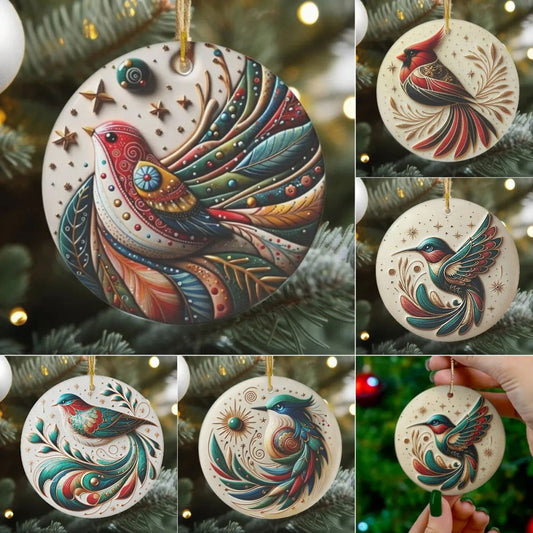 Farm Style 2D Flat Wooden Hummingbird Cardinal Hanging Home Colorful Bird Pattern Decoration Car Pendant - DigiVirt
