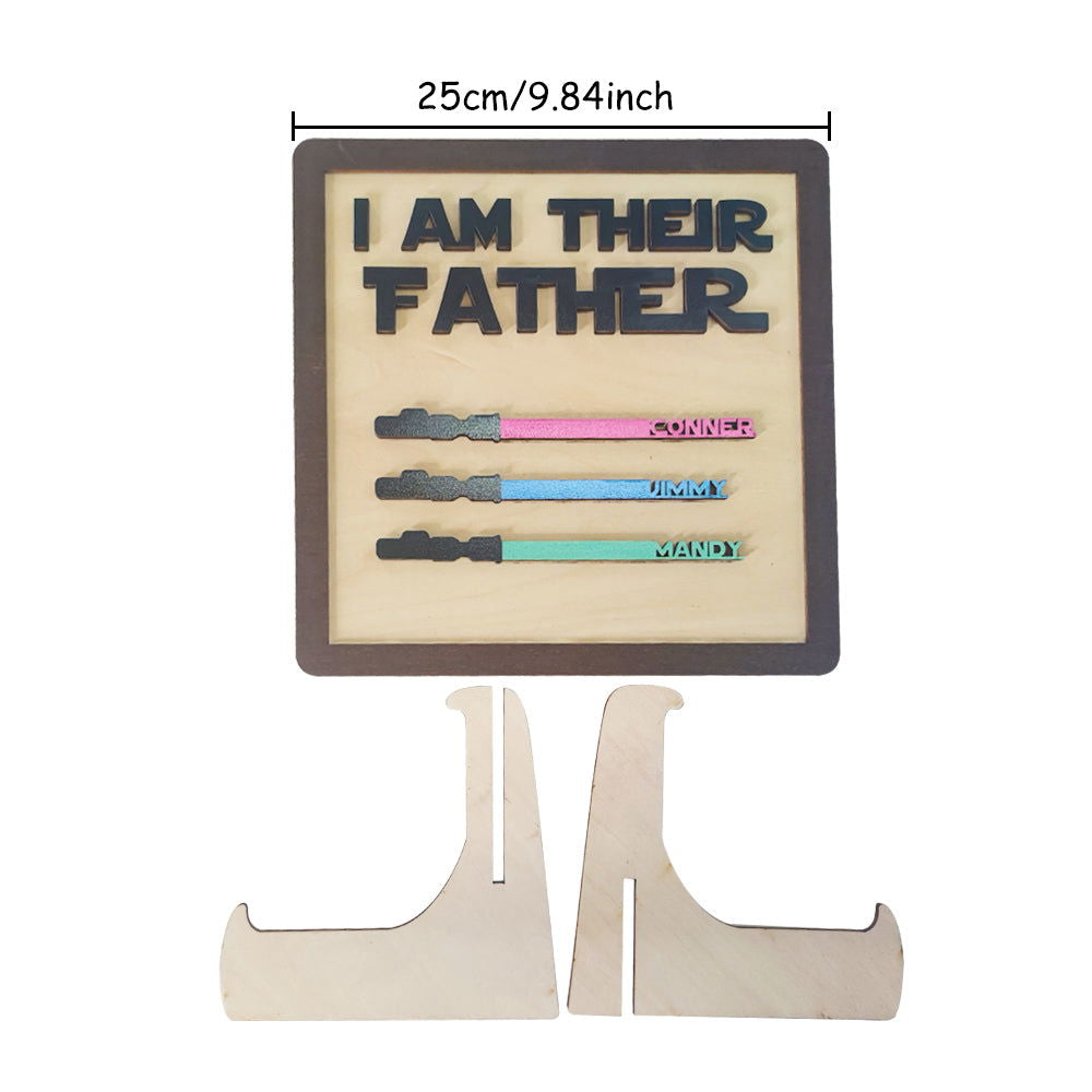 Father's Day Gifts Personalized Wood Plauqe I Am Their Father Sign Wooden Lightsaber Plaque - DigiVirt