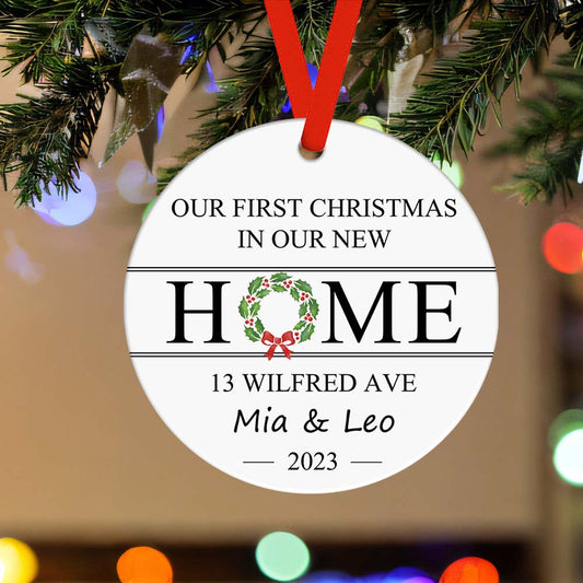 First Christmas in Our New Home Custom Name and Address Ornament 2023 Christmas Gift - DigiVirt