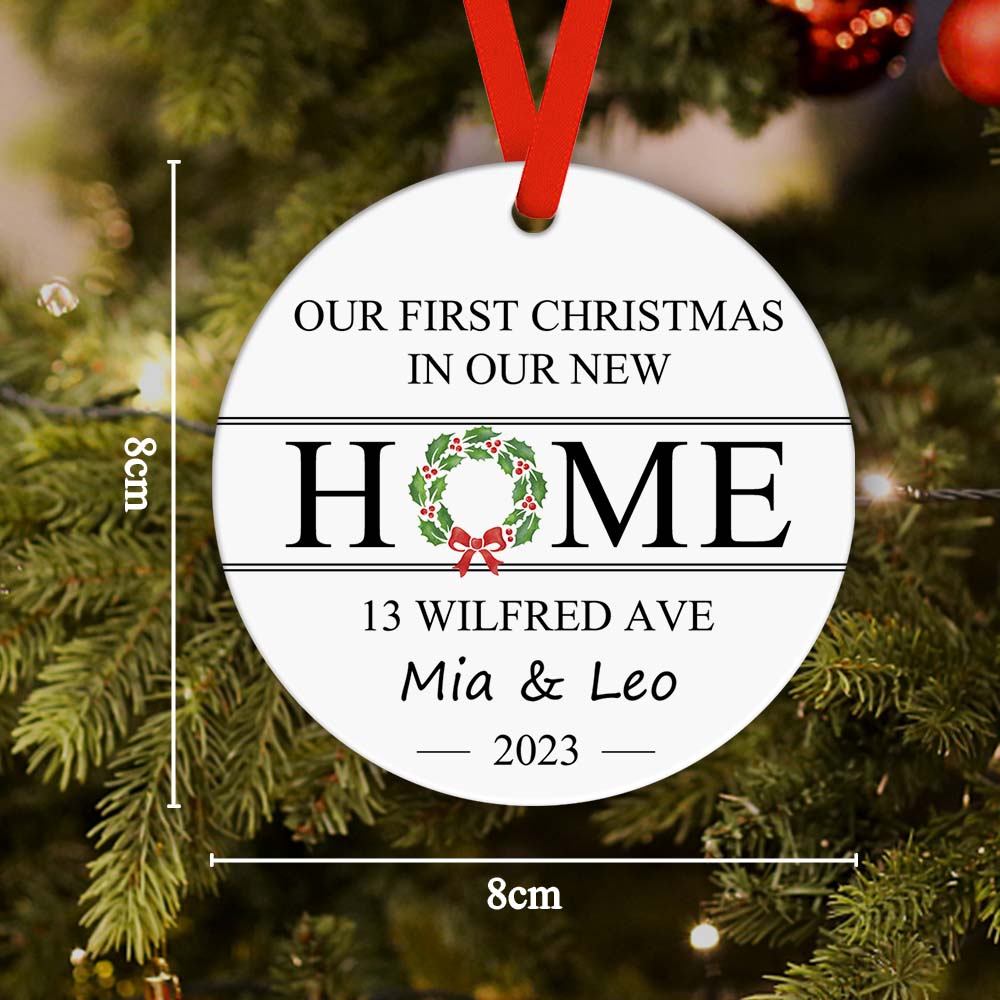 First Christmas in Our New Home Custom Name and Address Ornament 2023 Christmas Gift - DigiVirt