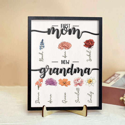 First Mom Now Grandma - Personalized Wooden Plaque for Mom and Grandma - DigiVirt