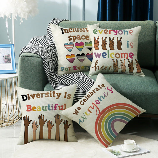 Free And Equal Letter Printing Pillow Case Cross-border Sofa Bedside Linen Waist Pillow Wholesale - DigiVirt