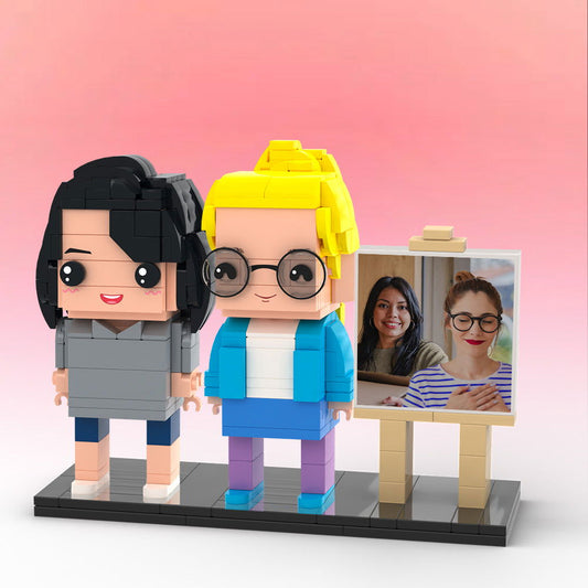 Full Body Customizable 2 People Photo Frame Custom Brick Figures Small Particle Block Gifts for Sisters - DigiVirt