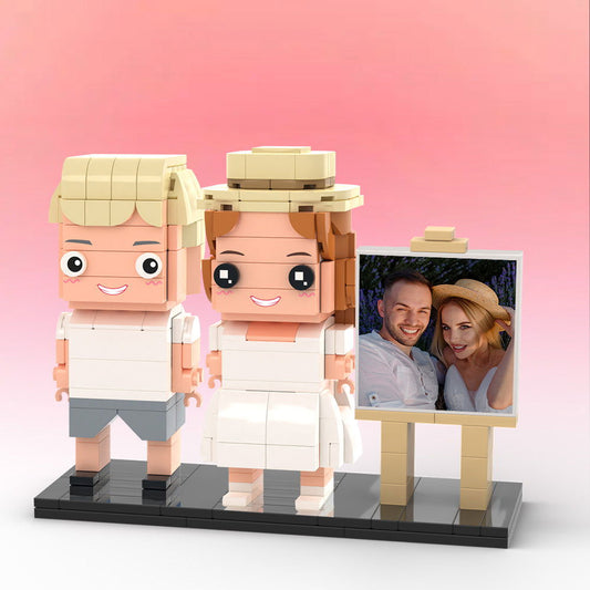 Full Body Customizable 2 People Photo Frame Custom Brick Figures Small Particle Block Gifts for Spouse - DigiVirt