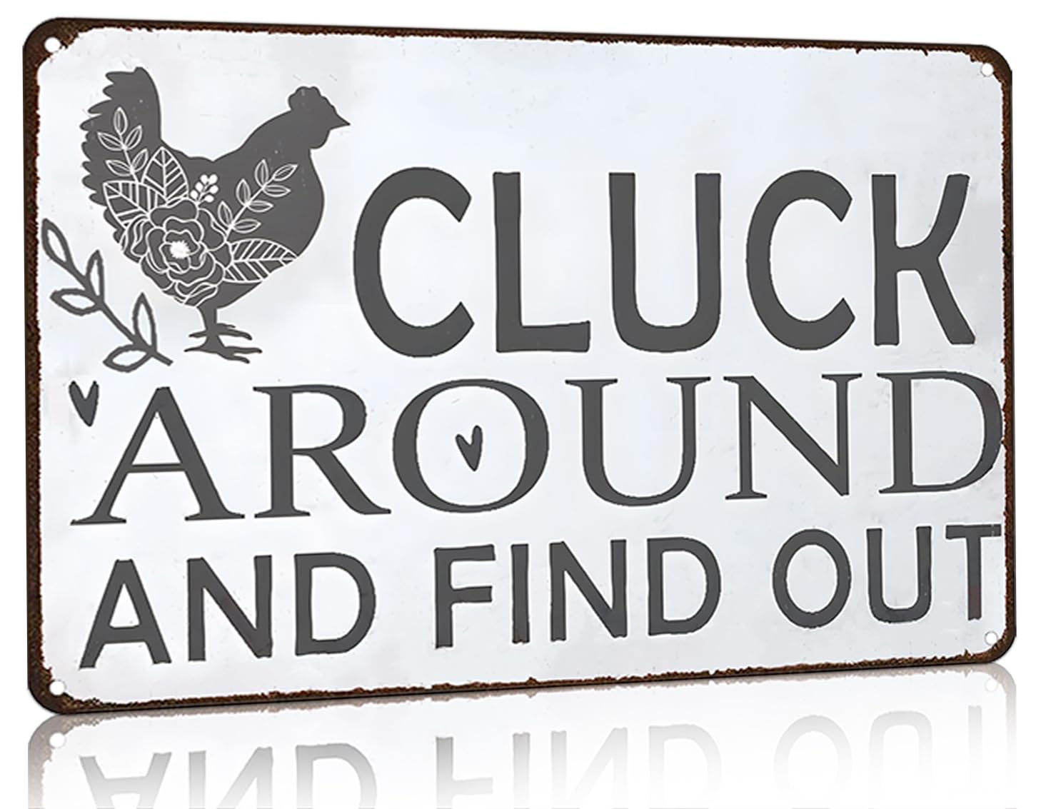 Funny Chicken Cluck Around and Find Out Tin Sign for Home Farm Chicken Coop Farmhouse Kicthen Garden Decor 8 X 12 Inch (3020) - DigiVirt