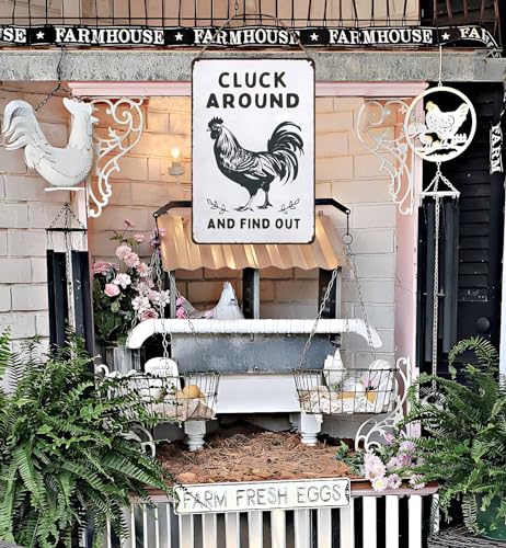 Funny Chicken Cluck Around and Find Out Tin Sign for Home Farm Chicken Coop Farmhouse Kicthen Garden Decor 8 X 12 Inch (3020) - DigiVirt