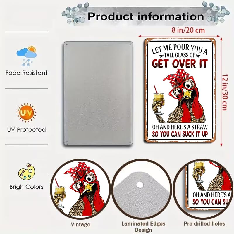 Funny Chicken Cluck Around and Find Out Tin Sign for Home Farm Chicken Coop Farmhouse Kicthen Garden Decor 8 X 12 Inch (3020) - DigiVirt