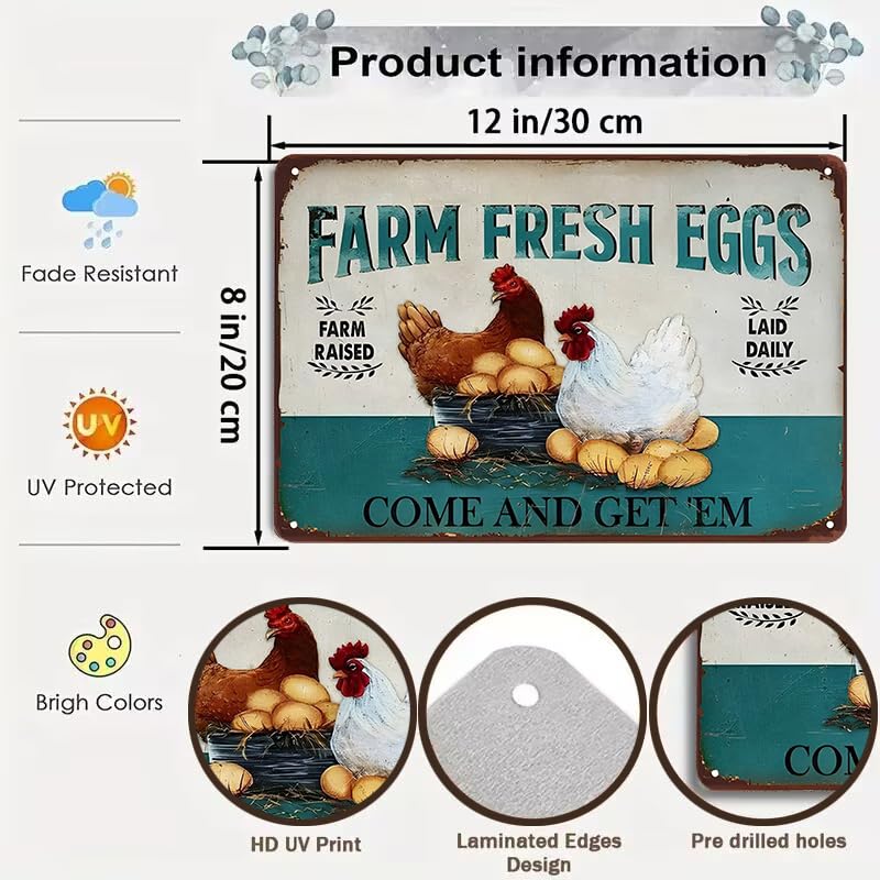 Funny Chicken Cluck Around and Find Out Tin Sign for Home Farm Chicken Coop Farmhouse Kicthen Garden Decor 8 X 12 Inch (3020) - DigiVirt