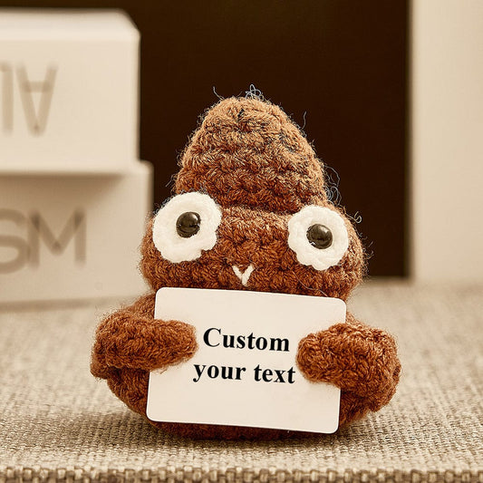 Funny Crochet Poo Plushy Custom Text Tiny Crochet Poo Desk Decor Gifts - DigiVirt