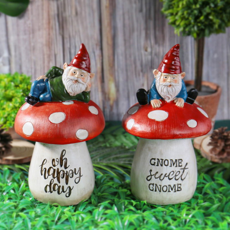 Garden Sitting Mushroom Decoration Garden Courtyard Elf Sculpture Landscape Decorations - DigiVirt