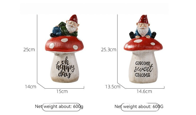 Garden Sitting Mushroom Decoration Garden Courtyard Elf Sculpture Landscape Decorations - DigiVirt