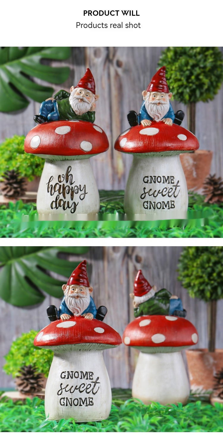 Garden Sitting Mushroom Decoration Garden Courtyard Elf Sculpture Landscape Decorations - DigiVirt