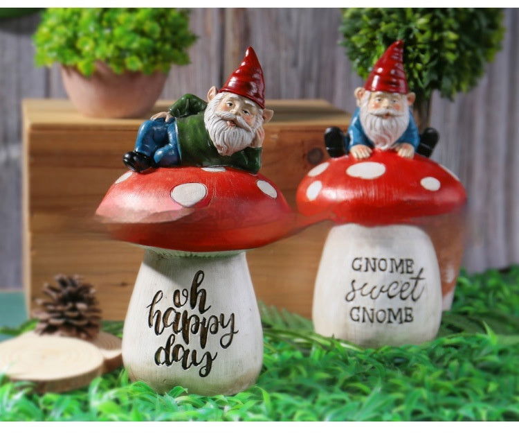 Garden Sitting Mushroom Decoration Garden Courtyard Elf Sculpture Landscape Decorations - DigiVirt