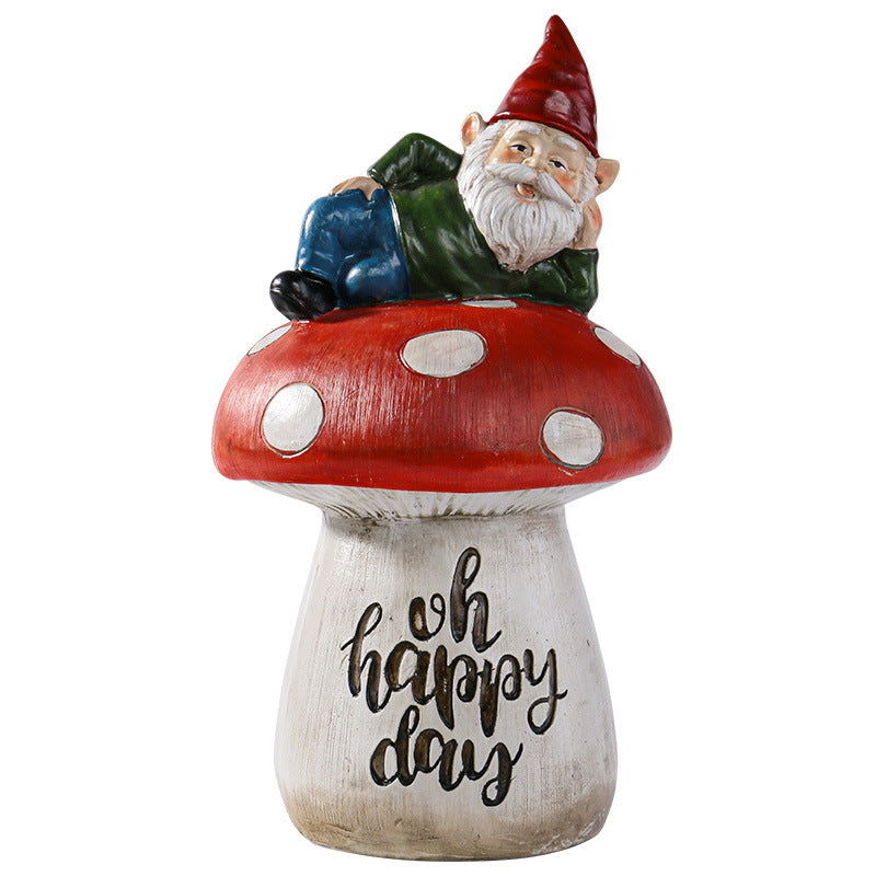 Garden Sitting Mushroom Decoration Garden Courtyard Elf Sculpture Landscape Decorations - DigiVirt