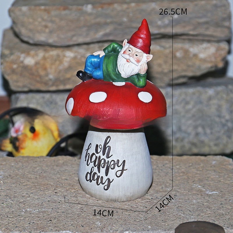 Garden Sitting Mushroom Decoration Garden Courtyard Elf Sculpture Landscape Decorations - DigiVirt