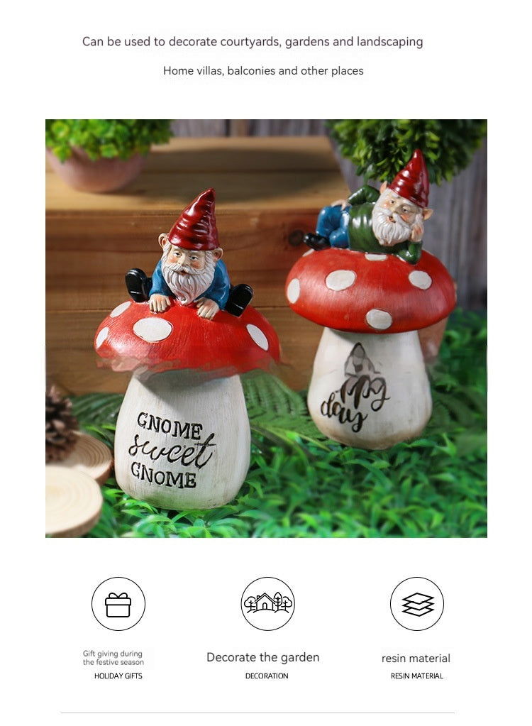 Garden Sitting Mushroom Decoration Garden Courtyard Elf Sculpture Landscape Decorations - DigiVirt