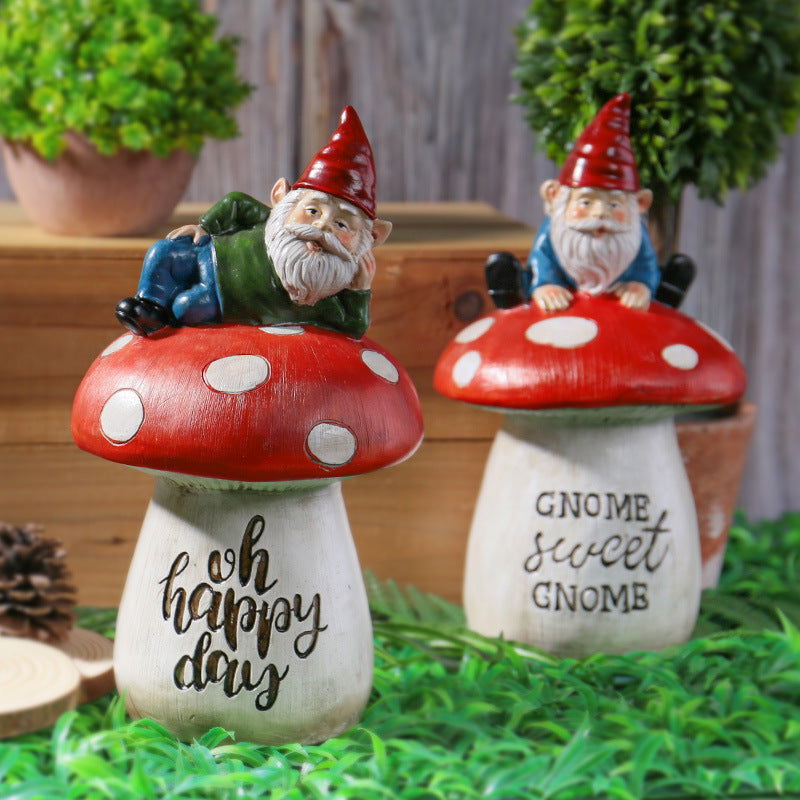 Garden Sitting Mushroom Decoration Garden Courtyard Elf Sculpture Landscape Decorations - DigiVirt