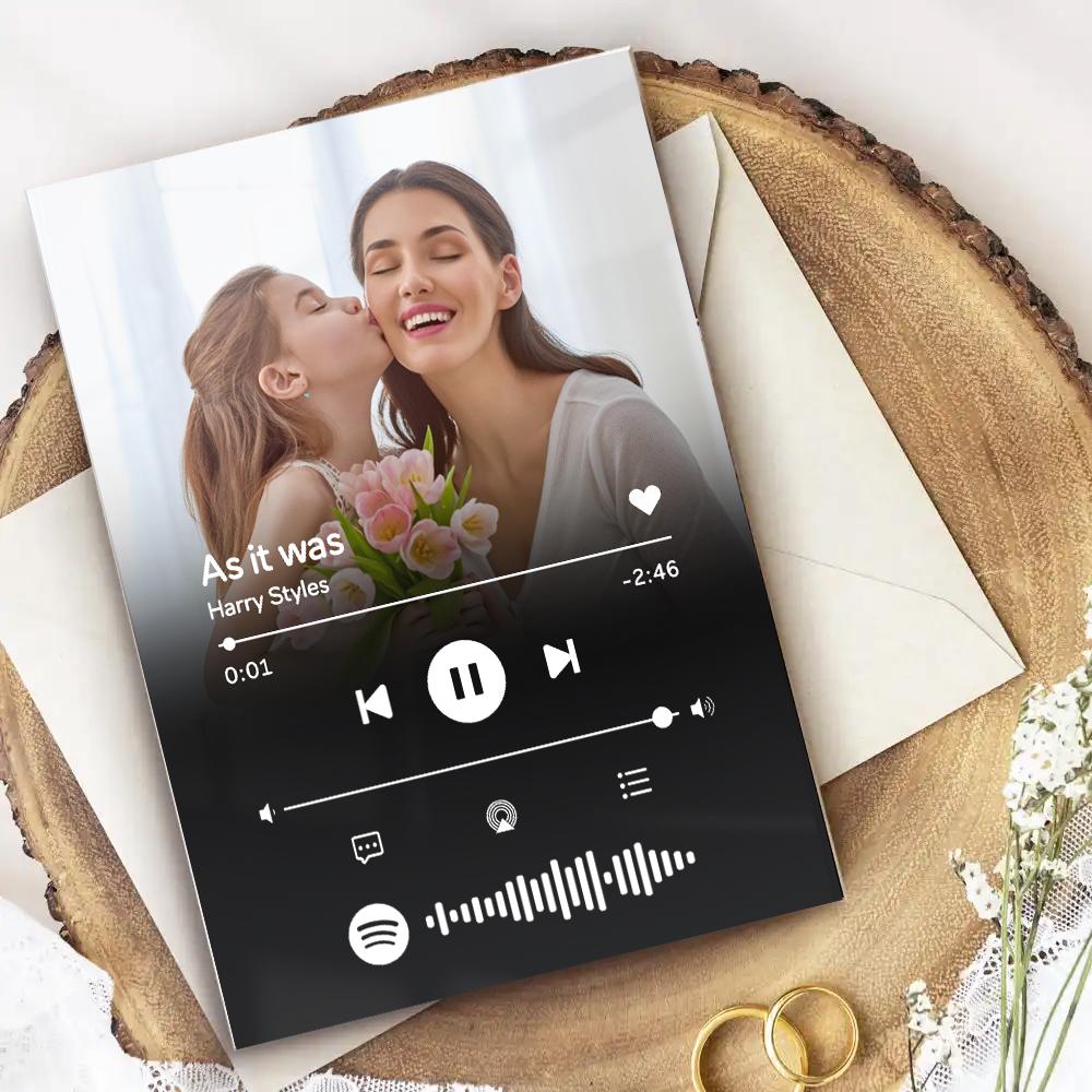 Gift for Mother Custom Photo Panel Music Display Plaque Song Album Cover Custom Scannable Code Personalized Spotify Plaque Acrylic - DigiVirt