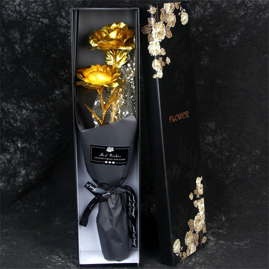 Gold Foil Roses Colorful Rose Bouquet Artificial Forever Flowers Valentine's Day Gifts for Lover - DigiVirt