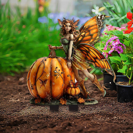 Halloween Pumpkin Fairy Winged Acrylic Witch Decorative Floor Plug Potted Plant Decorative Props Decorative Cards - DigiVirt