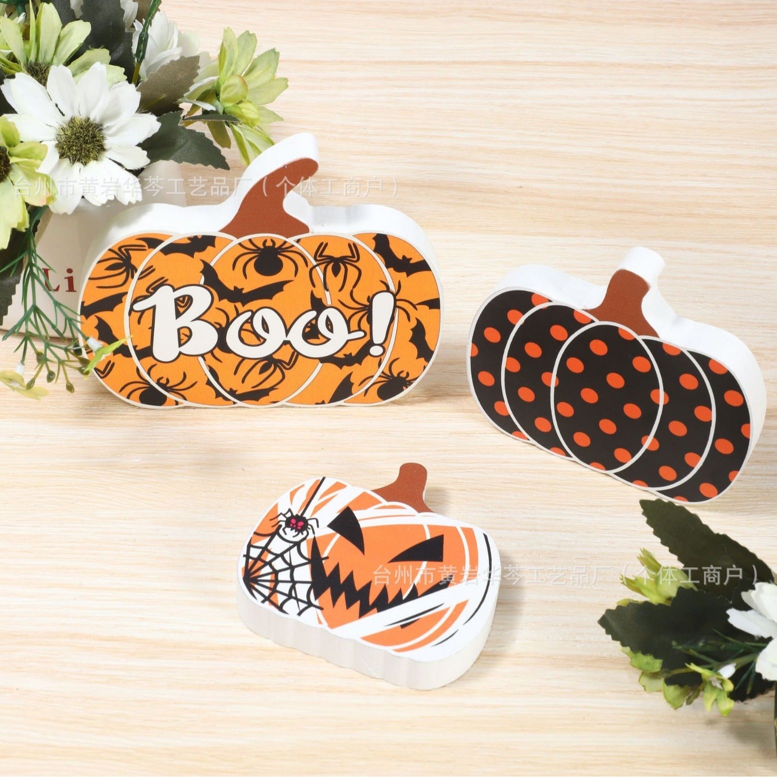 Halloween Pumpkin Wooden Ornaments Letter Ghost Desktop Ornaments Wooden Crafts - DigiVirt