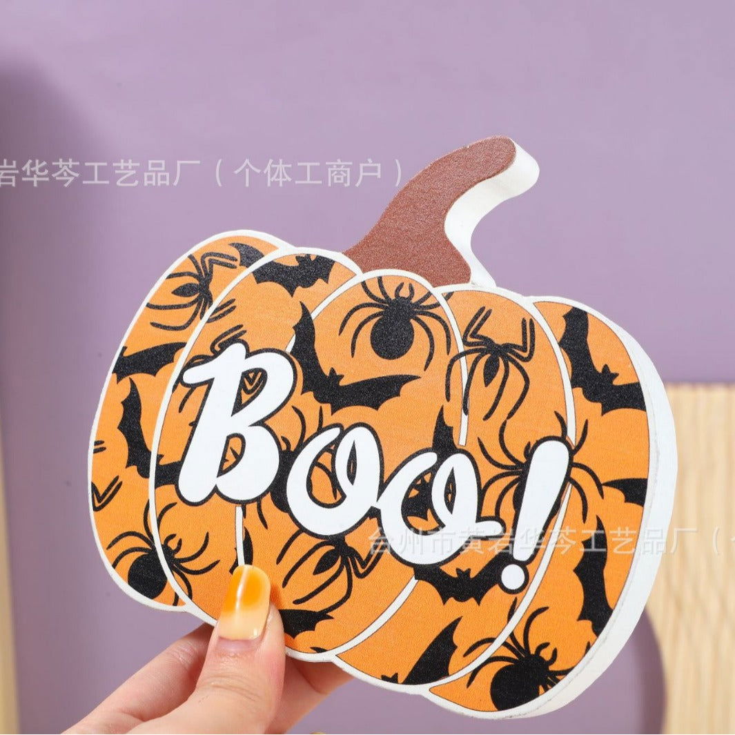 Halloween Pumpkin Wooden Ornaments Letter Ghost Desktop Ornaments Wooden Crafts - DigiVirt