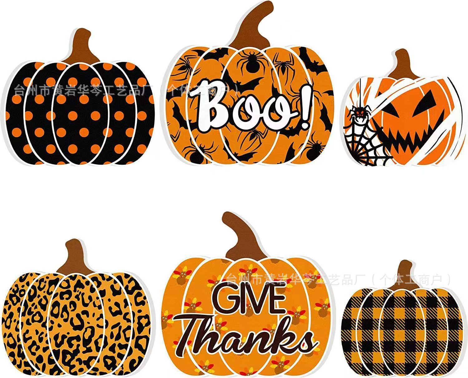 Halloween Pumpkin Wooden Ornaments Letter Ghost Desktop Ornaments Wooden Crafts - DigiVirt