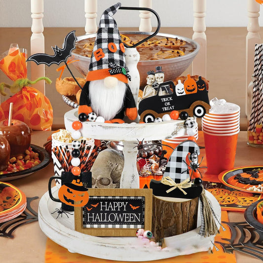 Halloween Wooden Ornaments Layered Tray Decoration Creative Family Indoor Dining Table Party Wooden Crafts - DigiVirt