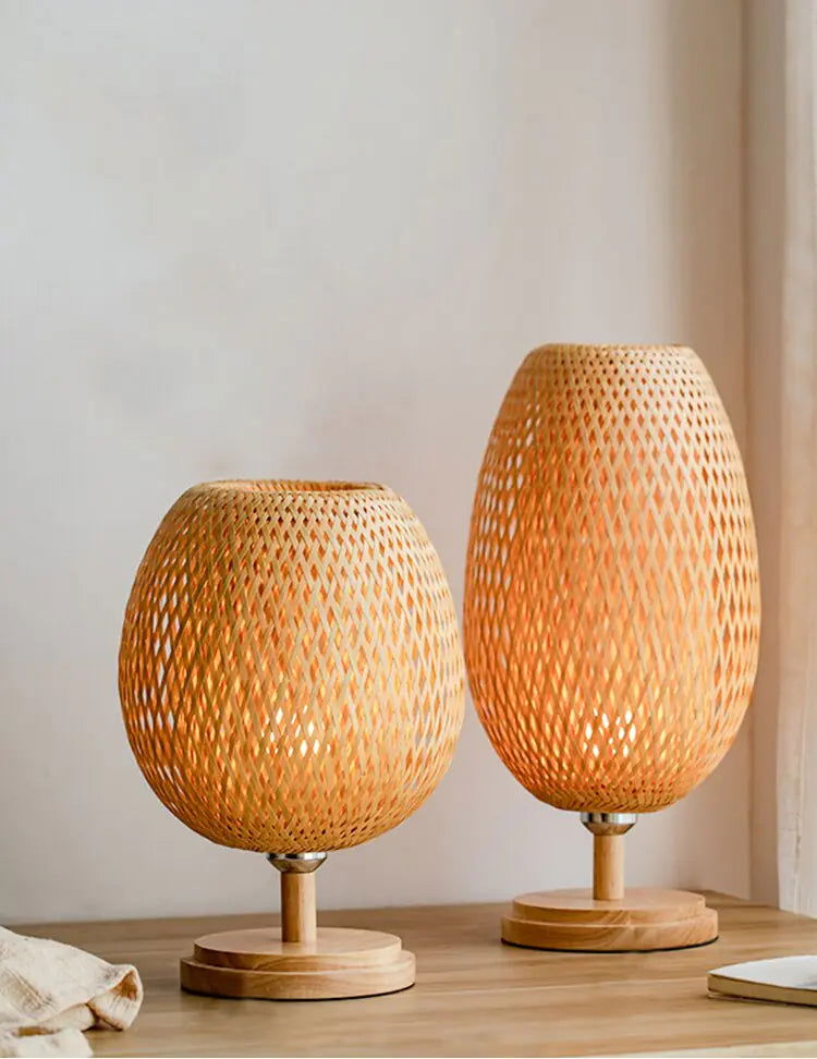 Handmade Bamboo Rattan Table Lamp Home Decor Unique Gift - DigiVirt