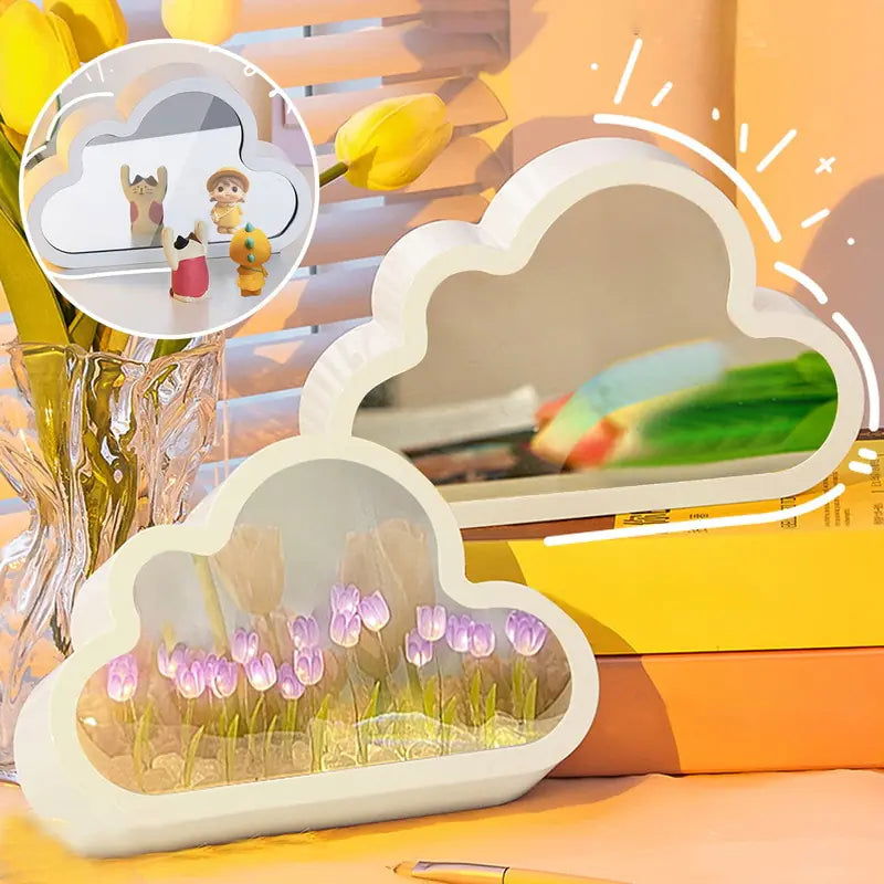 Handmade Cloud Tulip Mirror Night Light - DigiVirt