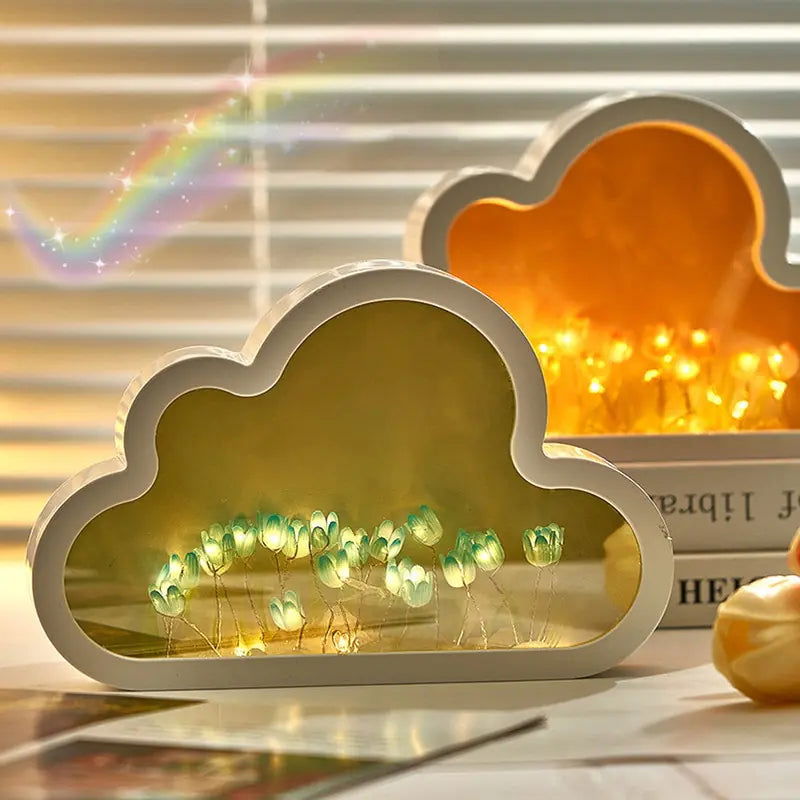 Handmade Cloud Tulip Mirror Night Light - DigiVirt