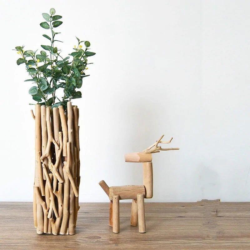 Handmade Solid Wood Geometric Vase - DigiVirt