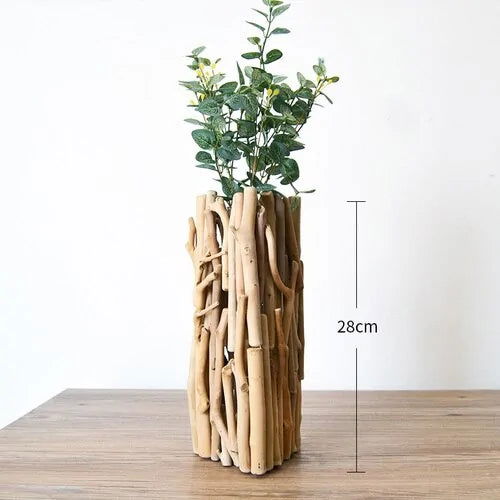 Handmade Solid Wood Geometric Vase - DigiVirt