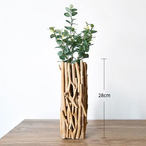 Handmade Solid Wood Geometric Vase - DigiVirt