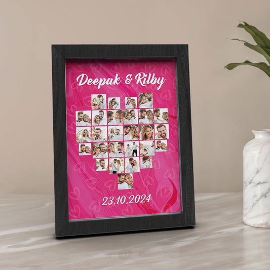 Heart Collage Photo Frame Custom Photo Frame Gift for Couple Wedding Gift - DigiVirt