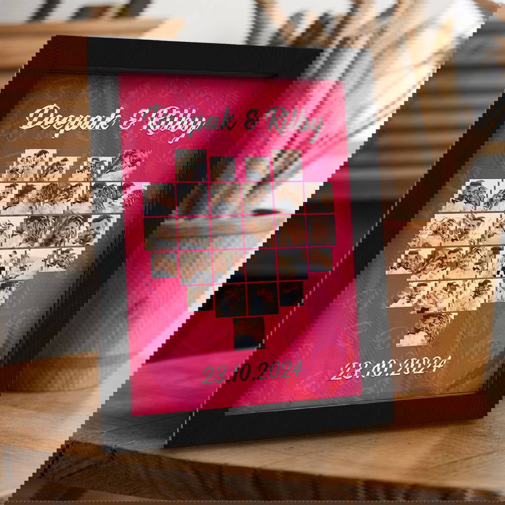 Heart Collage Photo Frame Custom Photo Frame Gift for Couple Wedding Gift - DigiVirt
