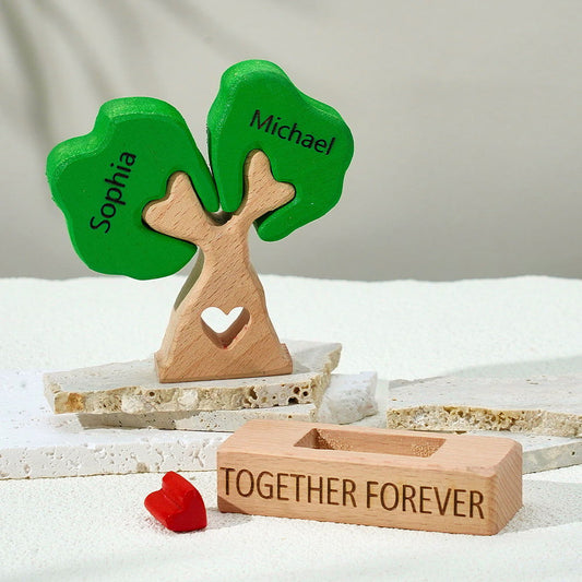 Holz-stammbaum-puzzle Mit Individuellen Namen, Heimdekoration, Einweihungsgeschenke - DigiVirt