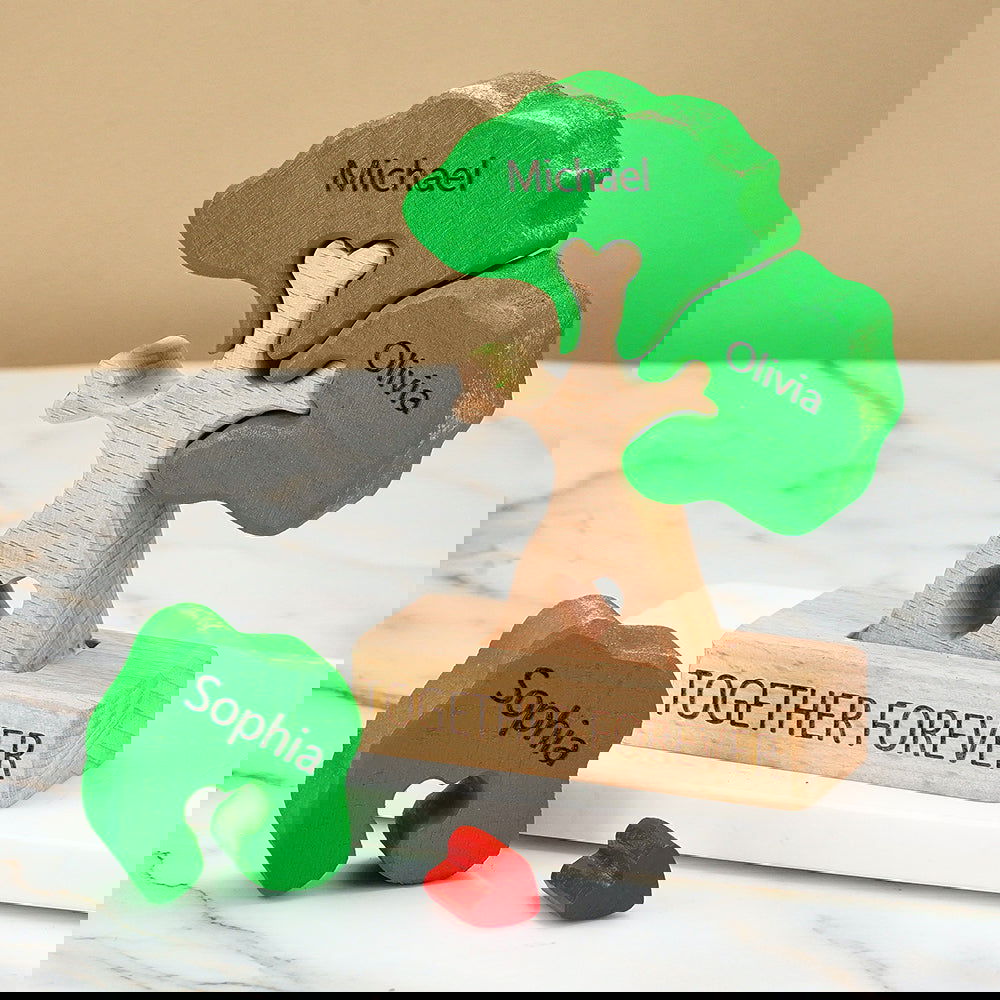Holz-stammbaum-puzzle Mit Individuellen Namen, Heimdekoration, Einweihungsgeschenke - DigiVirt