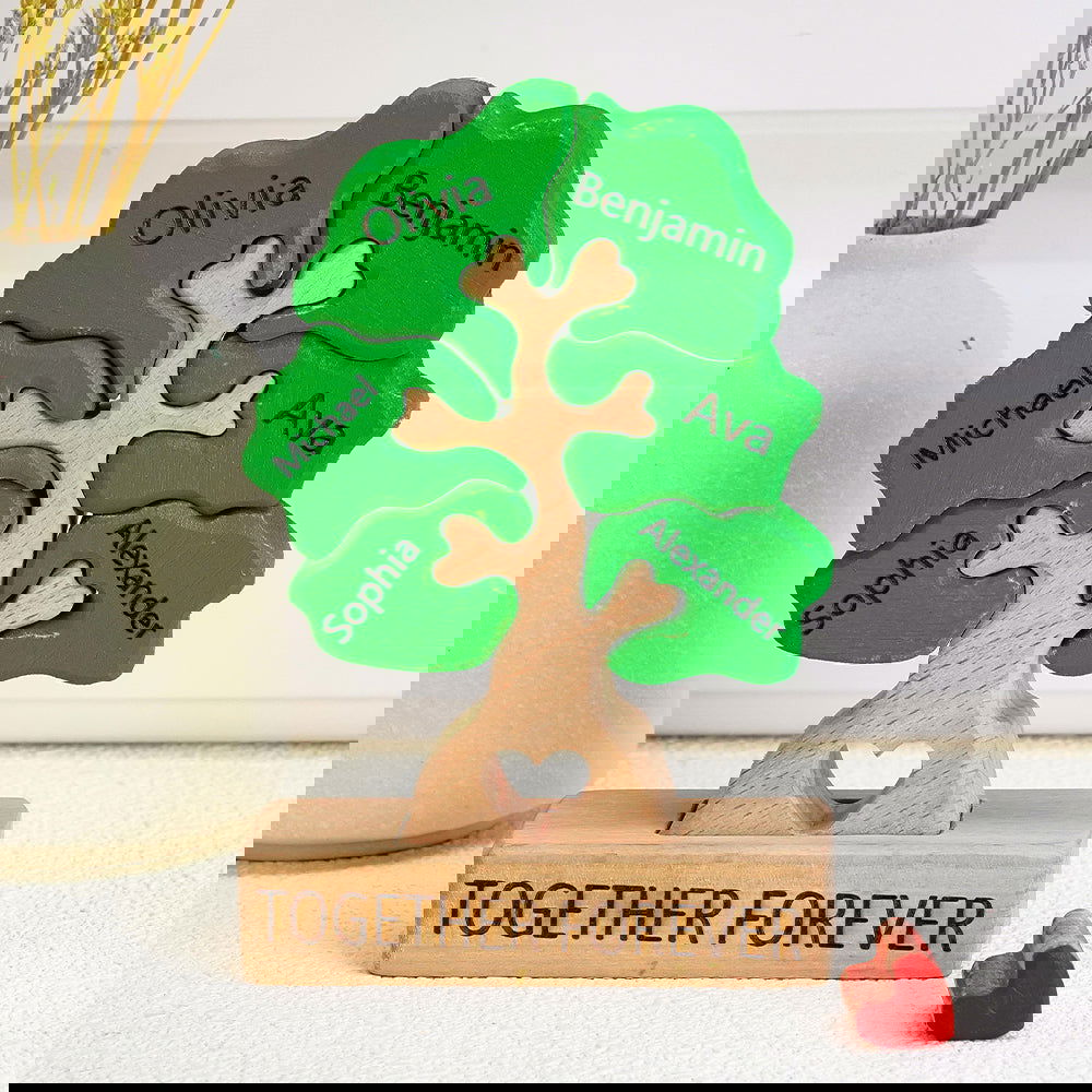 Holz-stammbaum-puzzle Mit Individuellen Namen, Heimdekoration, Einweihungsgeschenke - DigiVirt