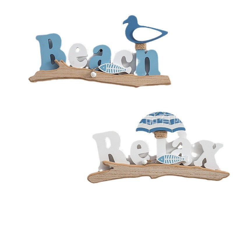 Home Decoration Pendant Creative Beach Rest Density Board One-piece Listing Letter Decorations Beach House - DigiVirt