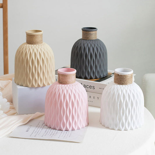 Home Ins Nordic Plastic Vase Living Room Drop-Resistant Simulation Vase Ornaments Creative Simple Fresh Vase - DigiVirt