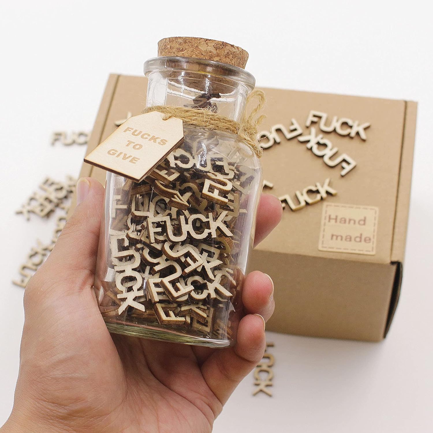 Jar of Fucks（5oz）Gift Jar,Fucks to Give,Fuck Wooden Cutout Letter Piece Bad Mood Vent Spoof Birthday Day,Holiday, Gift to Friend,Funny Gift,Valentines Day. - DigiVirt