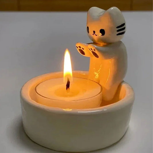 Kitten Candle Holder,Cute Grilled Cat Aromatherapy Candle Holder, Desktop Decorative Ornaments, Birthday Gifts - DigiVirt