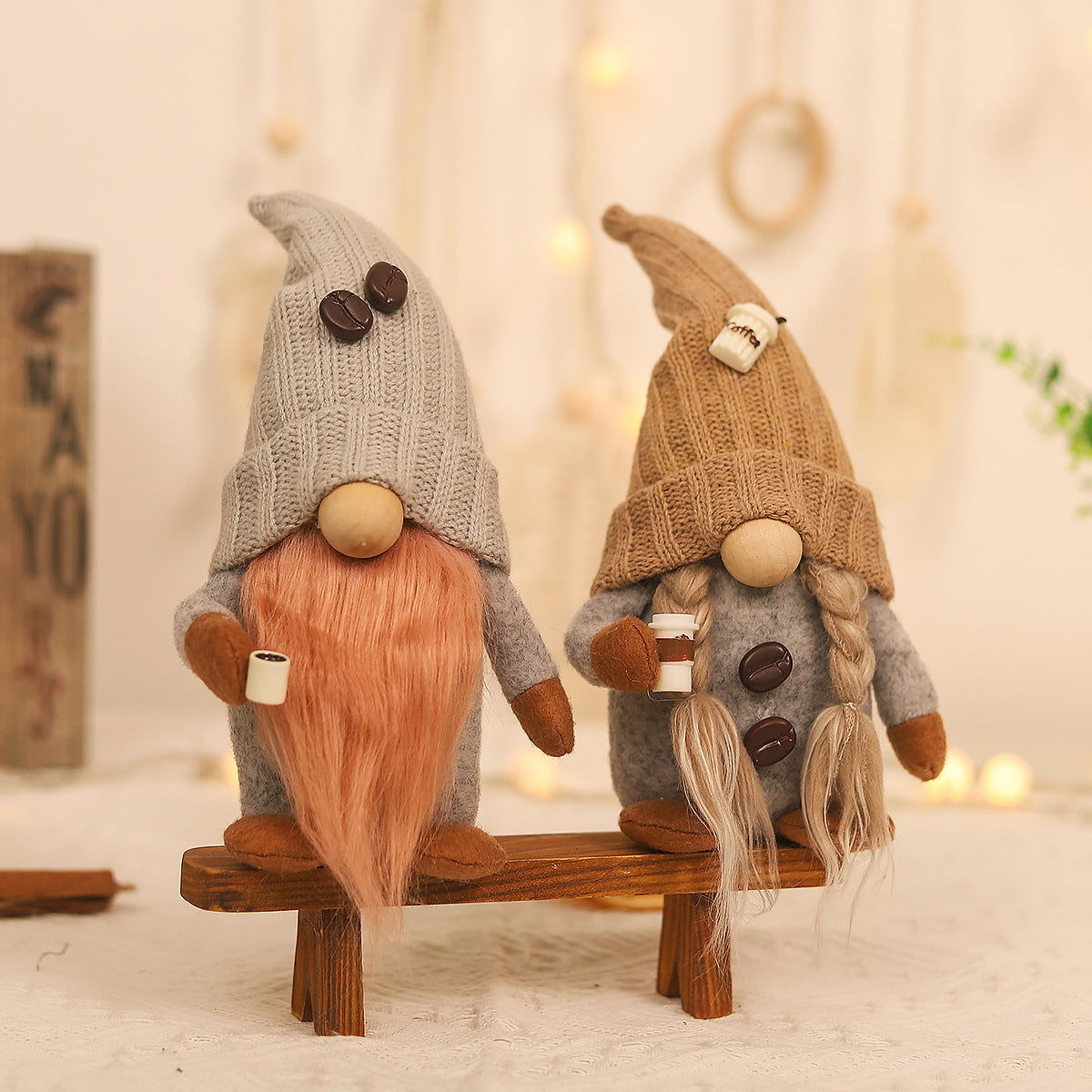 Knitting Couple Handmade Coffee Gnomes - DigiVirt